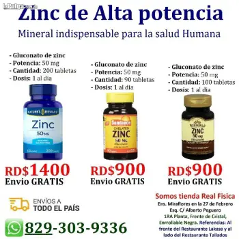 Zinc suplementos y vitaminas para subir las defensas