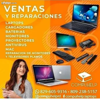 Computadoras cargadores baterías teclados pantallas