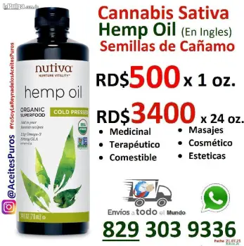 Aceite puro genuino organico nutiva de cannabis sativa cañamo hemp oi