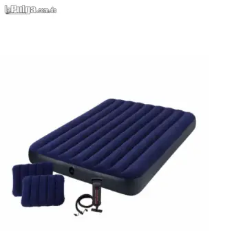 Colchon inflable intex de 60 pulgadas con almohadas y bomba manual.