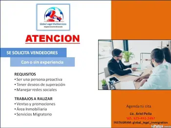 Se busca vendedores y promotores