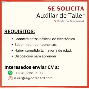 Vacante auxiliar de taller