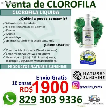 Chlorophyll clorofila liquida purisima original marca natures sunshine