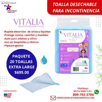 Vitalia training pads y protectores de orina y flujos