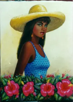 Pintor dominicano cuadro costumbrista obra de arte e.vidal