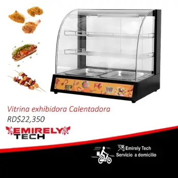 Vitrina electrica exhibidora calentadora de comida rapida