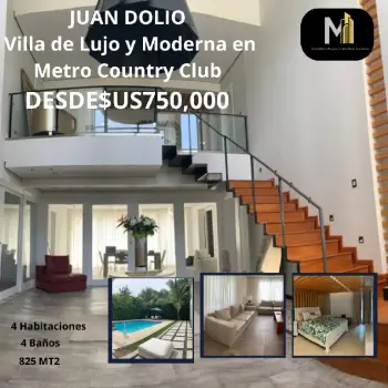 Villa de lujo y moderna en metro country club en juan dolió