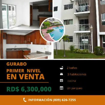 Venta de apartamento 1er nivel con piscina santiago hfa-257