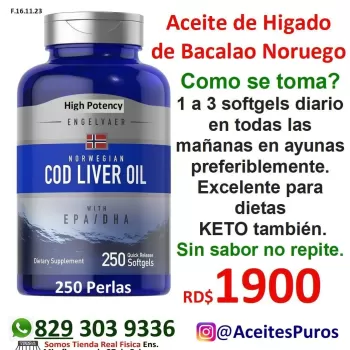 Aceite de hígado de bacalao noruego original puro importado