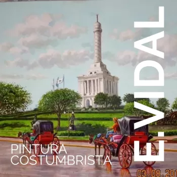 Pintor dominicano cuadro costumbrista obra de arte e.vidal