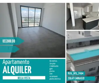 Apartamento en alquiler  bella vista us900. 00