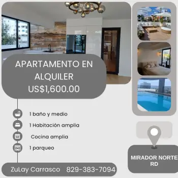 Apartamento de 1 habitación en mirador norte a una esquina de downtown