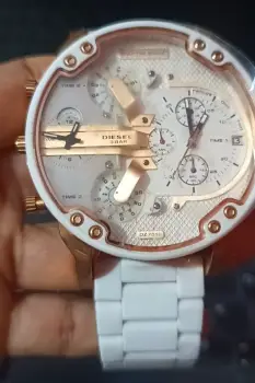 Diesel reloj mr. daddy 2.0 blanco cuarzo acero inoxidable 1 mes de gar