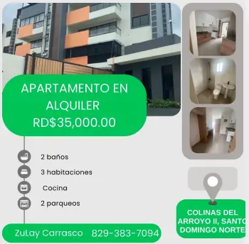 Apartamento en alquiler arroyo hondo ii