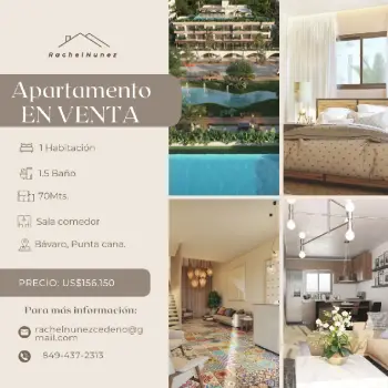 Apartamento de 1 habitación en venta en bávaro punta cana.