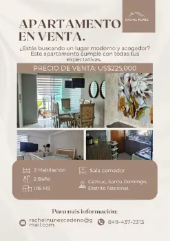 Apartamento de 2 habitaciones en venta en gazcue.