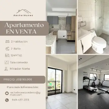 Apartamento de 2 habitaciones en venta en mirador norte.
