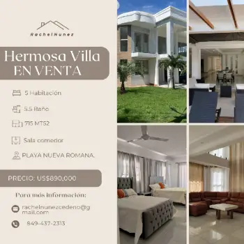 Villas en venta en playa nueva romana.