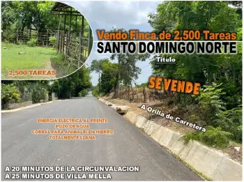 Vendo finca de 2500 tareas en santo domingo norte a la orilla de la ca