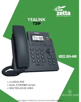 Yealink t31p-oferta limitada en zetta