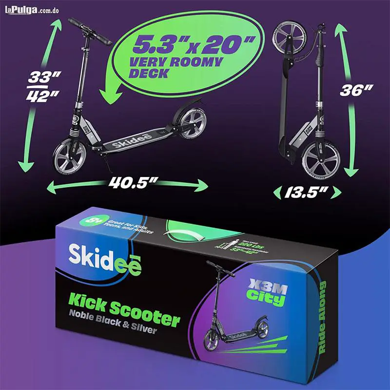 Skidee X3M City Scooter Patineta para Jovenes y Adultos hasta 220 Lb Foto 7124040-4.jpg