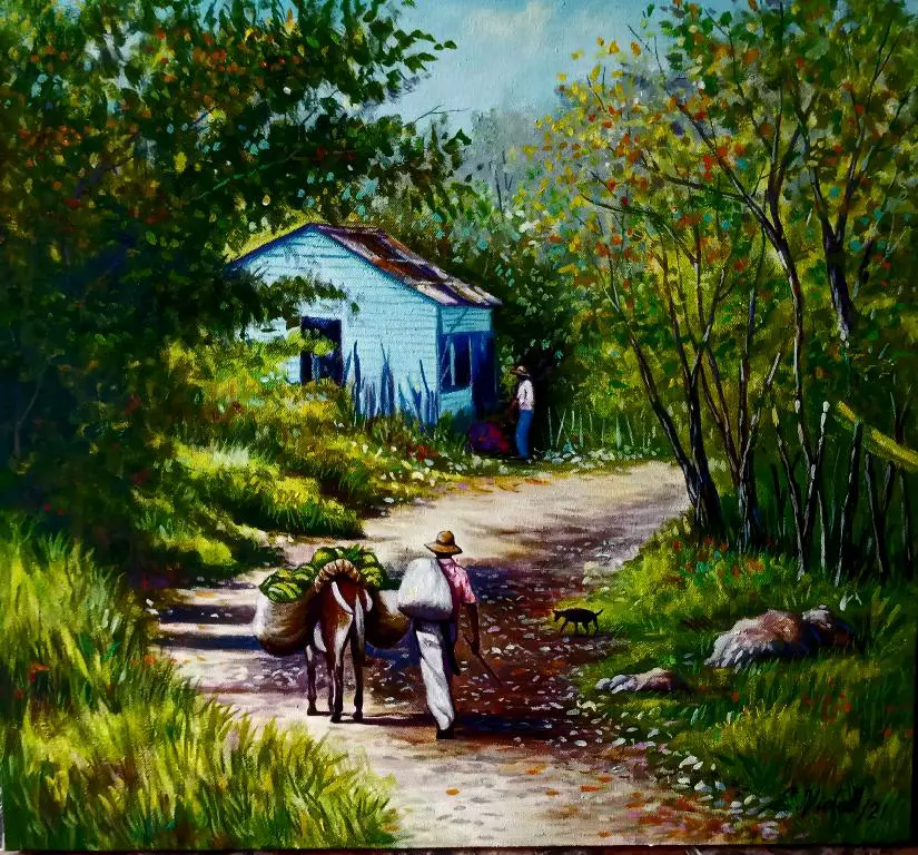 pintor dominicano cuadro costumbrista obra de arte e.vidal Foto 7190721-3.jpg