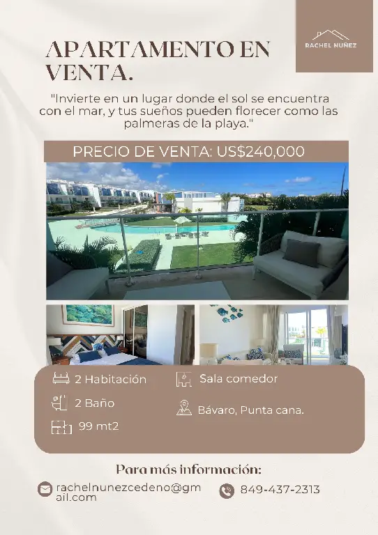 Apartamento de 2 Habitaciones en Venta en Bávaro Punta Cana. Foto 7278732-1.jpg